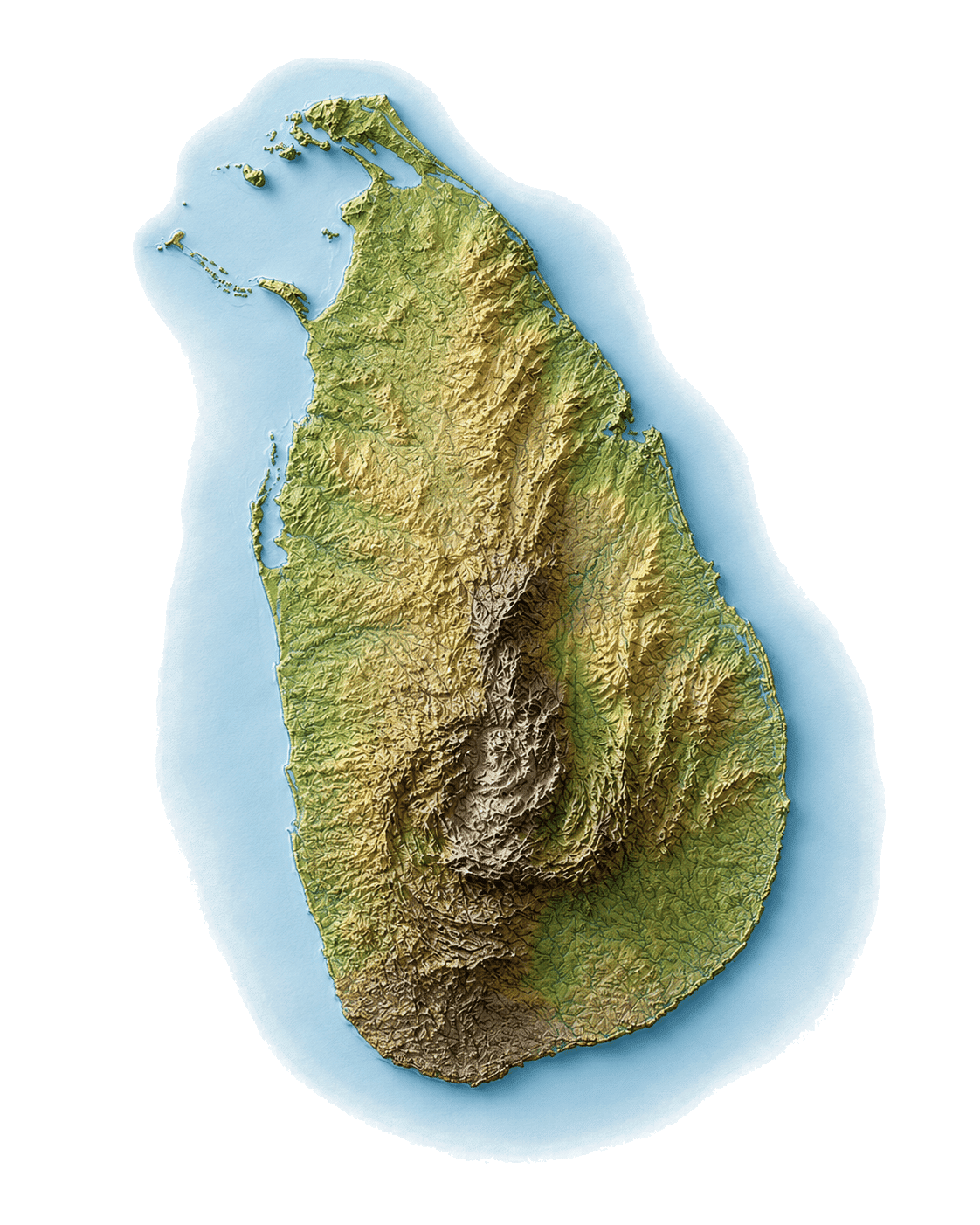 Carte du Sri Lanka avec reliefs