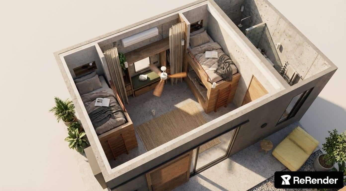 Chambre double — vue du dessus